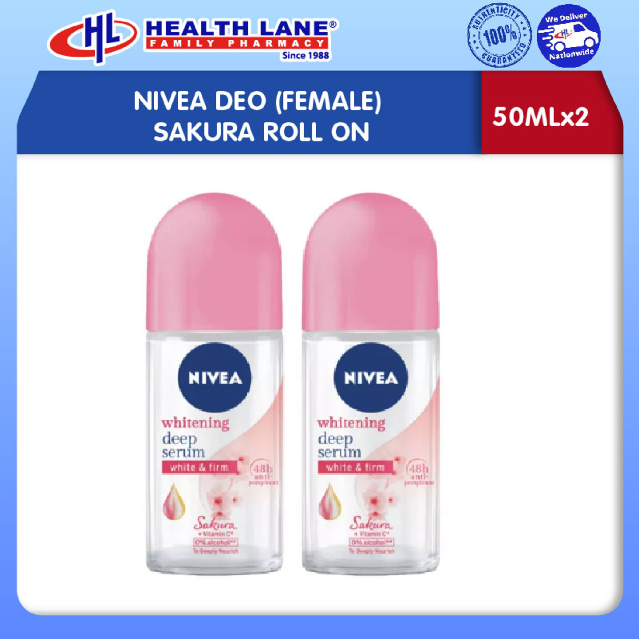 NIVEA DEO (FEMALE) SAKURA ROLL ON (50MLx2)
